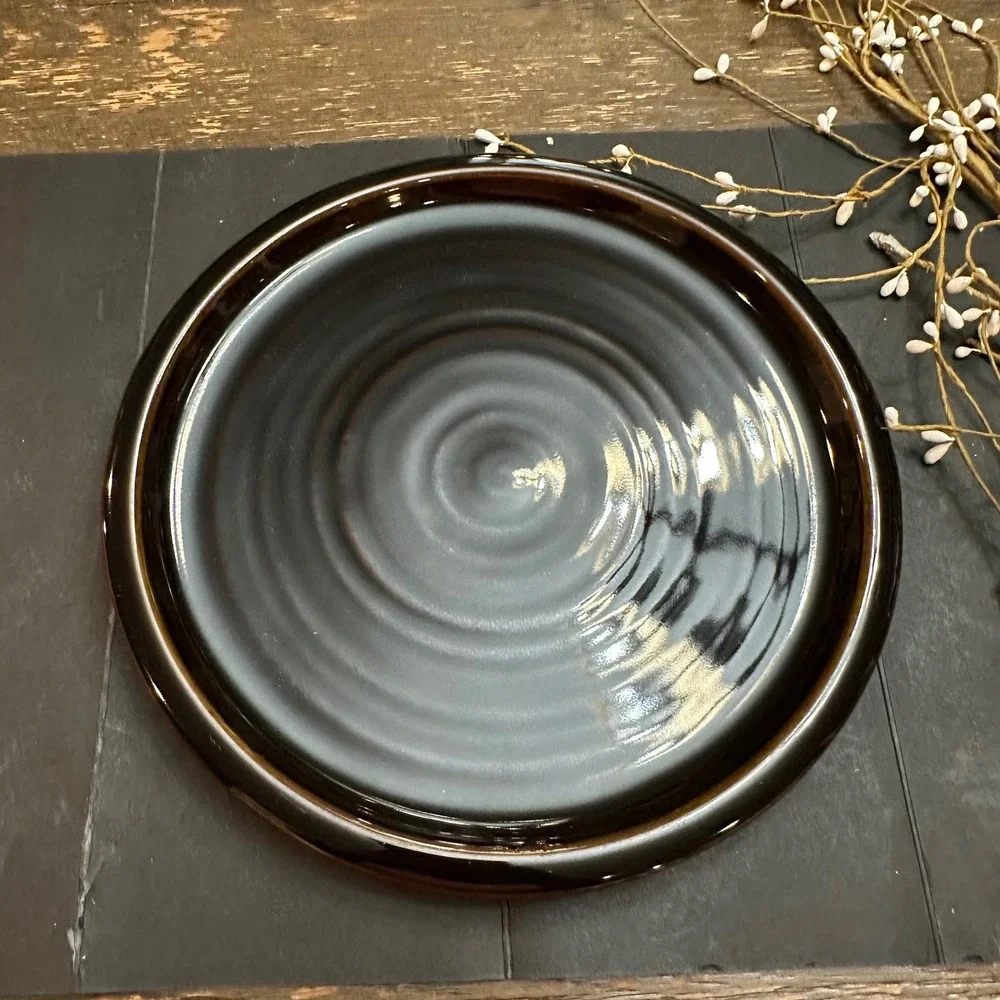 Pottery Barn ARTISAN Brown Ceramic 10.75 inch Round Dinner Serving Plate